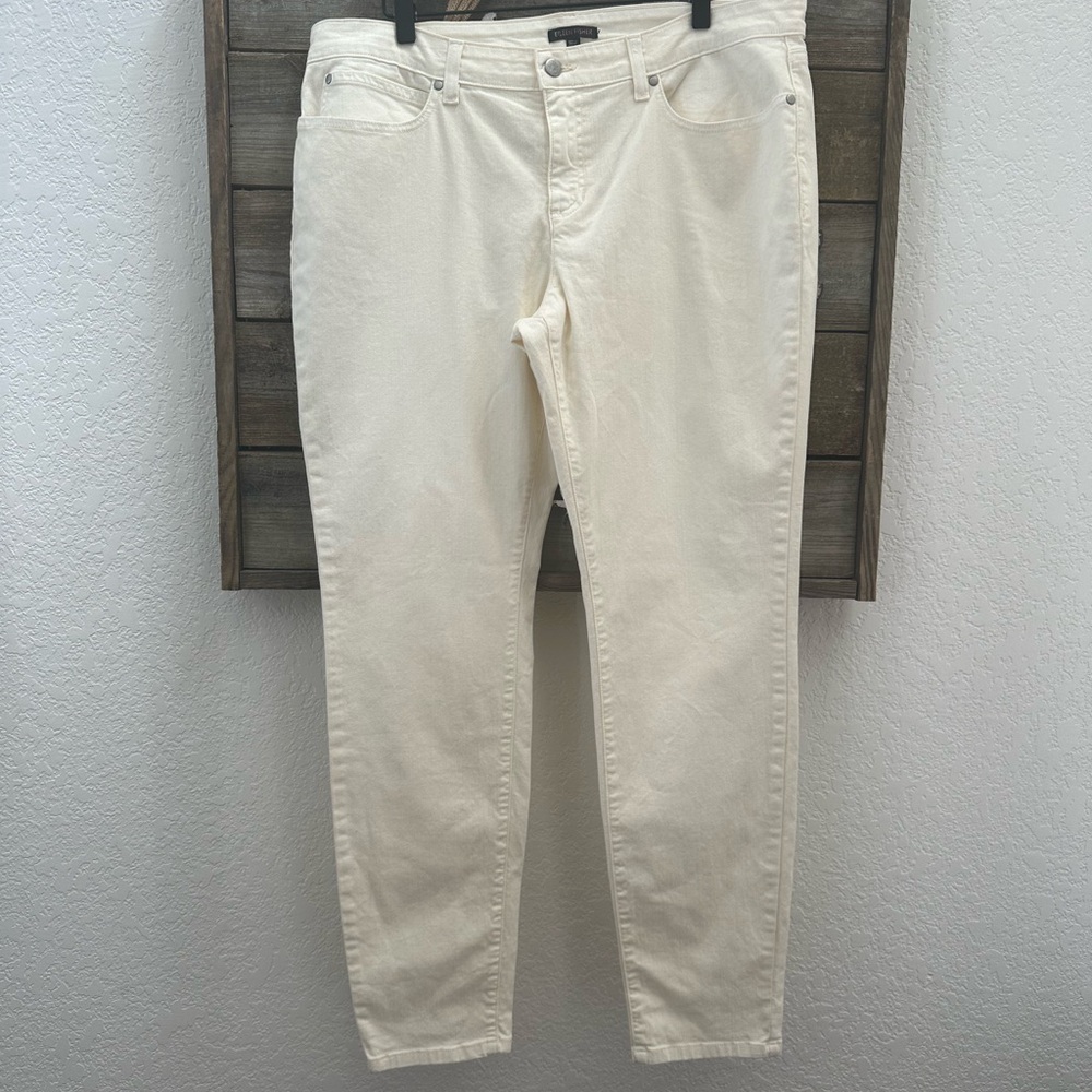 Eileen Fisher cream denim Jeans ladies size 16‎